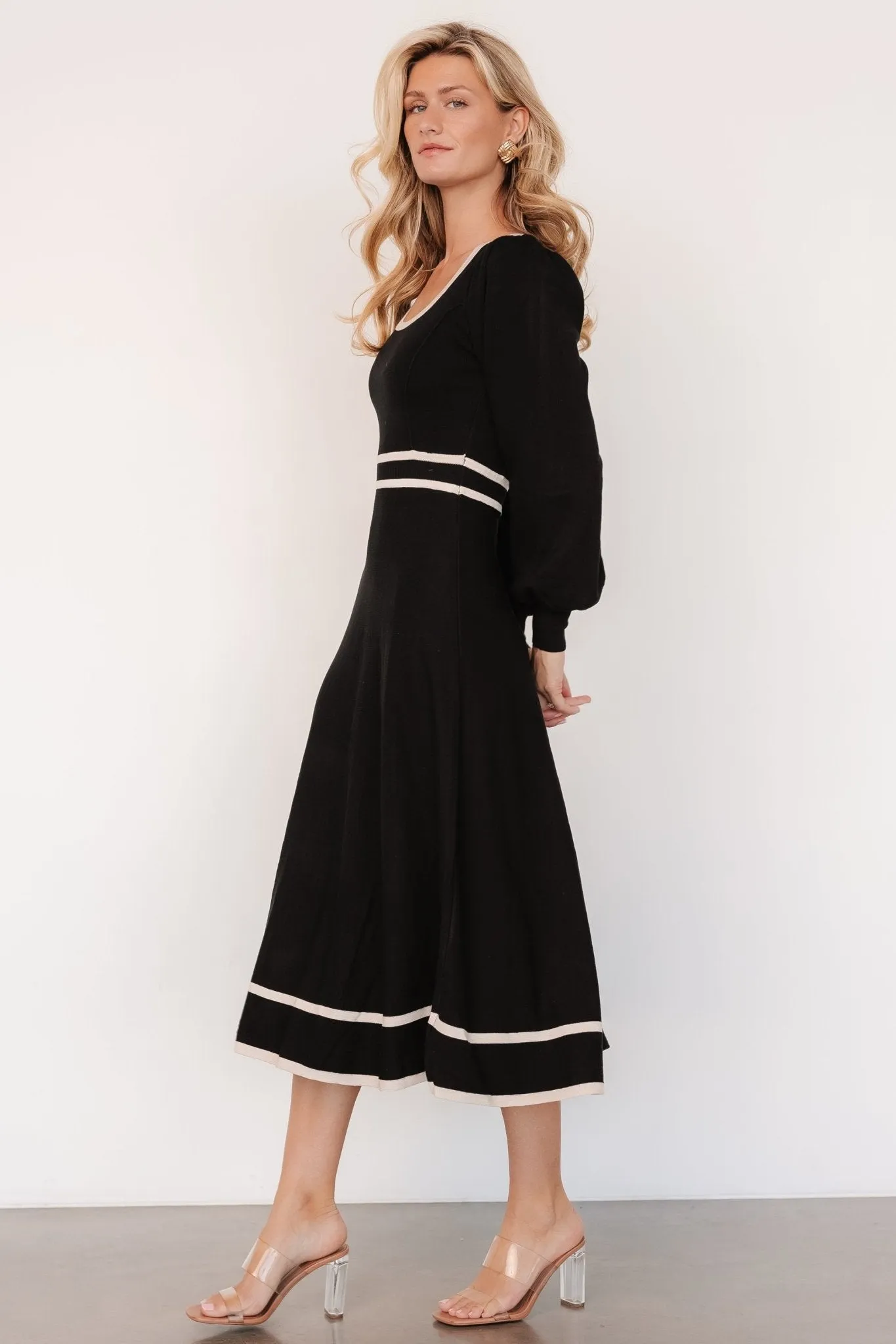 Winslet Knit Dress | Black   Cream