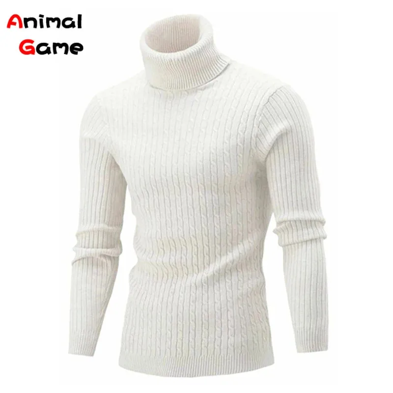 Winter Men Pullover Top Turtleneck Long Sleeve Thick Warm Sweater Slim Pullover Casual Knitwear Elasticity Knitwear Men Clothing