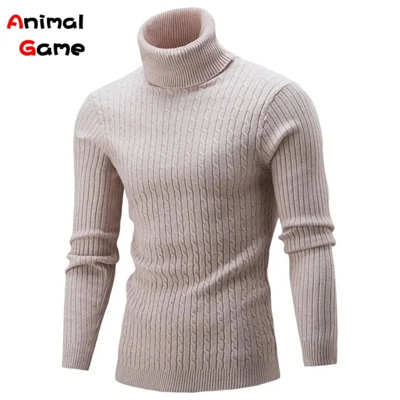 Winter Men Pullover Top Turtleneck Long Sleeve Thick Warm Sweater Slim Pullover Casual Knitwear Elasticity Knitwear Men Clothing