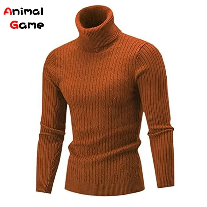 Winter Men Pullover Top Turtleneck Long Sleeve Thick Warm Sweater Slim Pullover Casual Knitwear Elasticity Knitwear Men Clothing