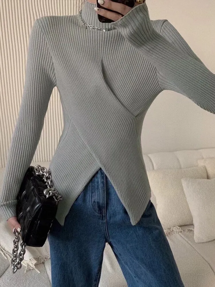 Wjczt Autumn Winter Turtleneck Knitting Sweater Women Bottoming Warm Sweaters 2022 Women's Pullovers Solid Fashion Simple Basic Tops