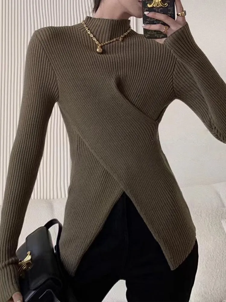 Wjczt Autumn Winter Turtleneck Knitting Sweater Women Bottoming Warm Sweaters 2022 Women's Pullovers Solid Fashion Simple Basic Tops