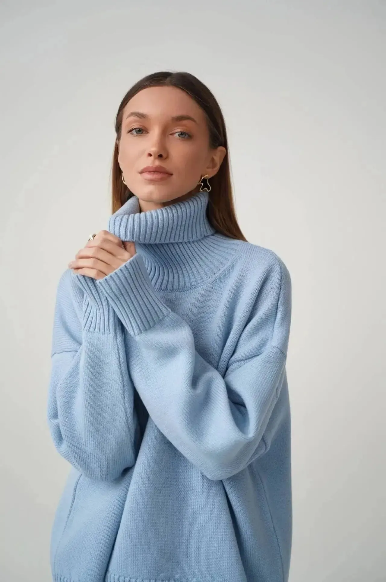 Women Sweater Turtleneck Autumn Winter Solid Elegant Thick Warm Long Sleeve Knitted Pullovers Ladies Casual Basic Jumpers Tops