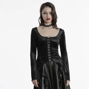 Women's Gothic Irregular Gradient Velvet Shirt