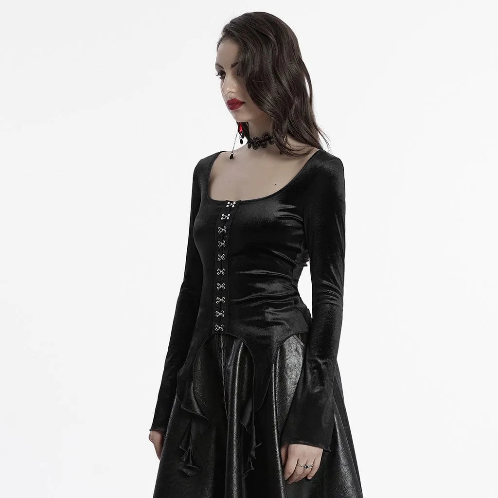 Women's Gothic Irregular Gradient Velvet Shirt