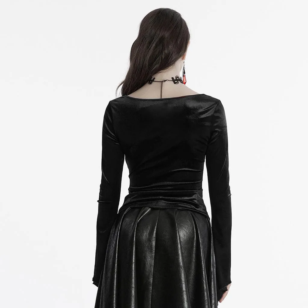 Women's Gothic Irregular Gradient Velvet Shirt