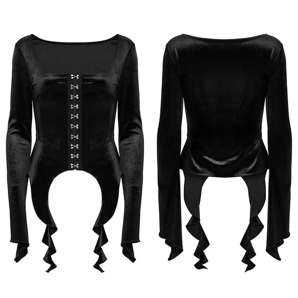 Women's Gothic Irregular Gradient Velvet Shirt