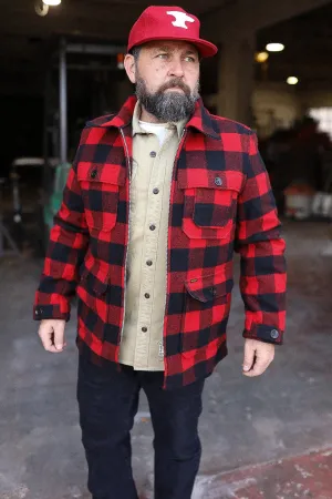 Wool Buffalo Check Hunting Jacket - Red IHW-19-RED