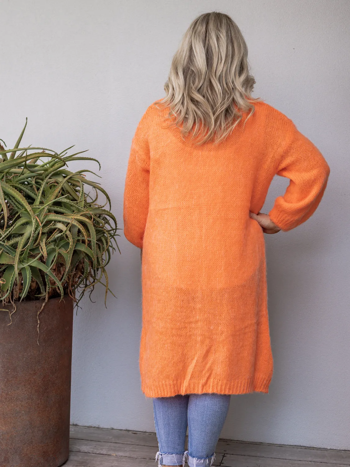 Zelda Longline Cardigan - Orange