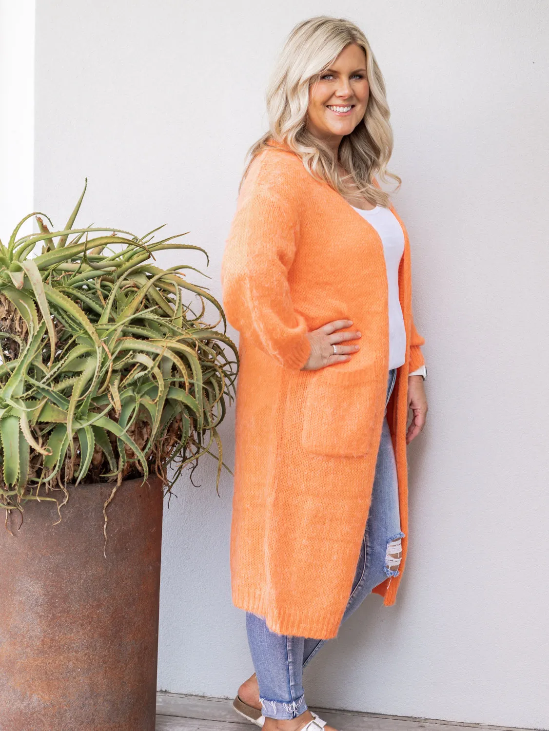 Zelda Longline Cardigan - Orange